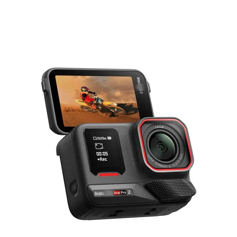 Cámara de Acción Insta 360 Ace Pro 2 con Sensor de 1/1.3'', Pantalla de 2.3'', Gran Angular de 157°, Resistente al Agua, Estabilización, Edición con IA, Vlog