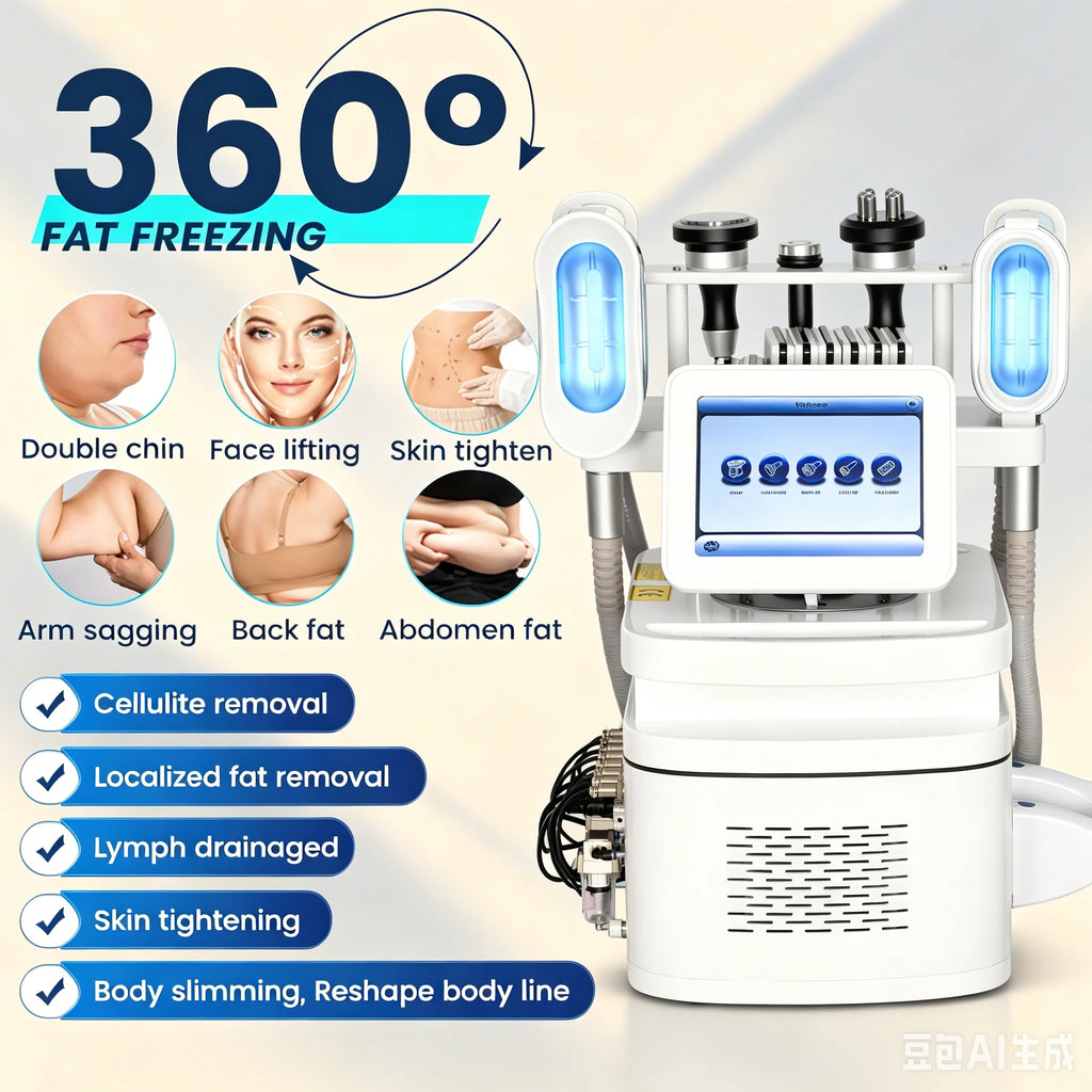 360 °   Reducción de grasa mediante criolipólisis para un contorno corporal eficaz, eliminación de grasa y reducción de la celulitis, utilizando la tecnología de cavitación al vacío.