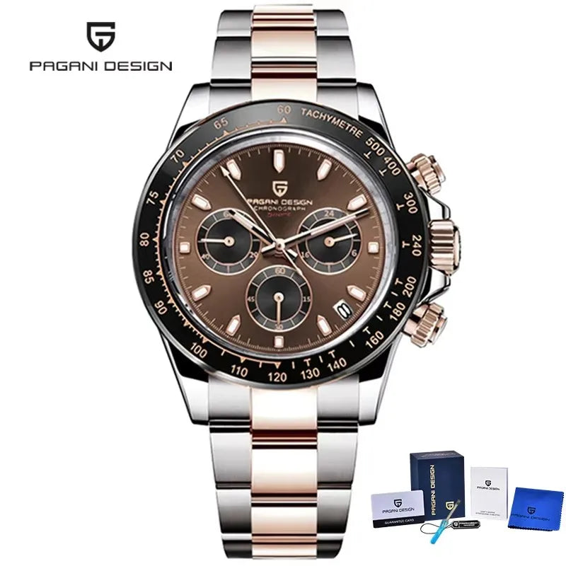 Reloj de cuarzo deportivo para hombre PAGANI Design 2026, marca de lujo, cronógrafo de acero inoxidable con cristal de zafiro, resistente al agua.