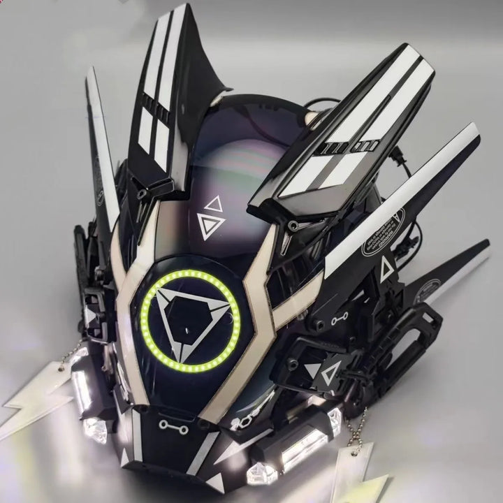 Máscara Cyber punk LED peinado trenza Halloween Navidad juego de rol casco fiesta regalo para adultos ﻿