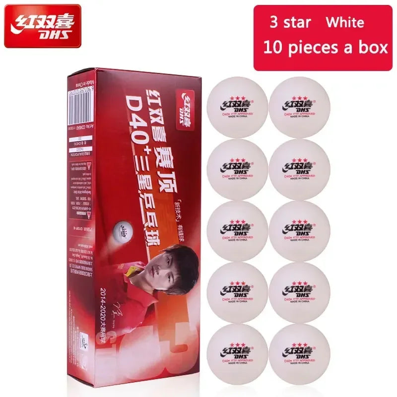 DHS-Bola de tenis de mesa, 3 estrellas, D40 +, 3 estrellas, nuevo material, plástico sintético cosido ABS, pelotas de ping pong WTT originales