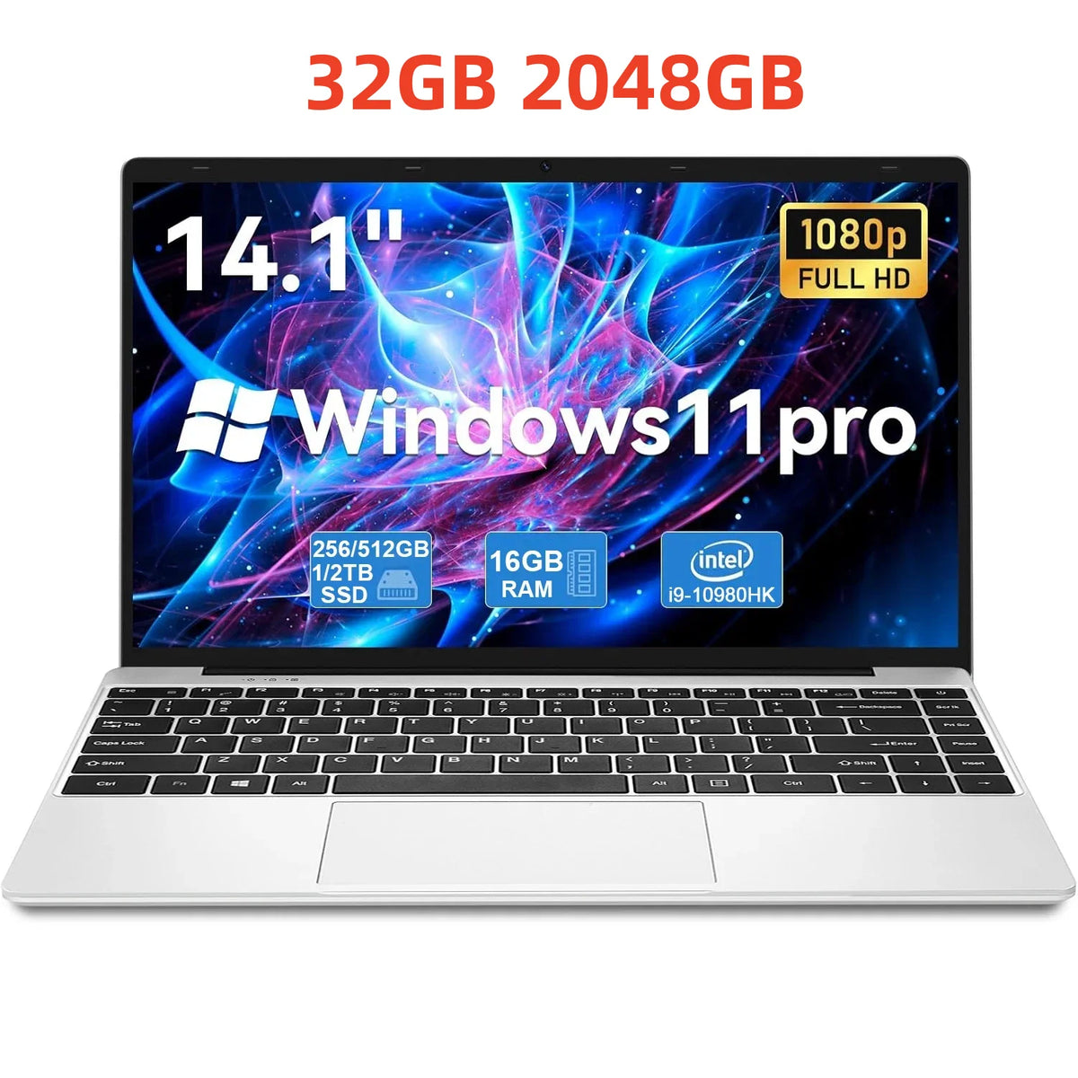 Nuevo portátil ultradelgado Intel Core i9 10980HK de 14.1 pulgadas, 32 GB de RAM, 2 TB SSD, PC para juegos, oficina, estudio, Windows 11, 1920x1080 HD