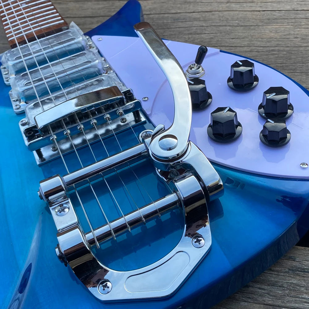 Guitarra Azul 325 con Puente Tremolo, Cuerpo Semi-Hueco con Orificios en Forma de F, Trastes de Acero Inoxidable, 3 Mini Humbuckers, Longitud de Escala de 20.75 Pulgadas, Nueva 2026