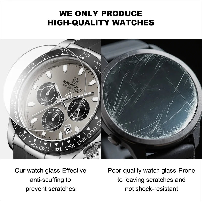 Reloj de cuarzo deportivo impermeable para hombre NAVIFORCE, cronógrafo, correa de silicona, reloj de pulsera luminoso, Relogio Masculino