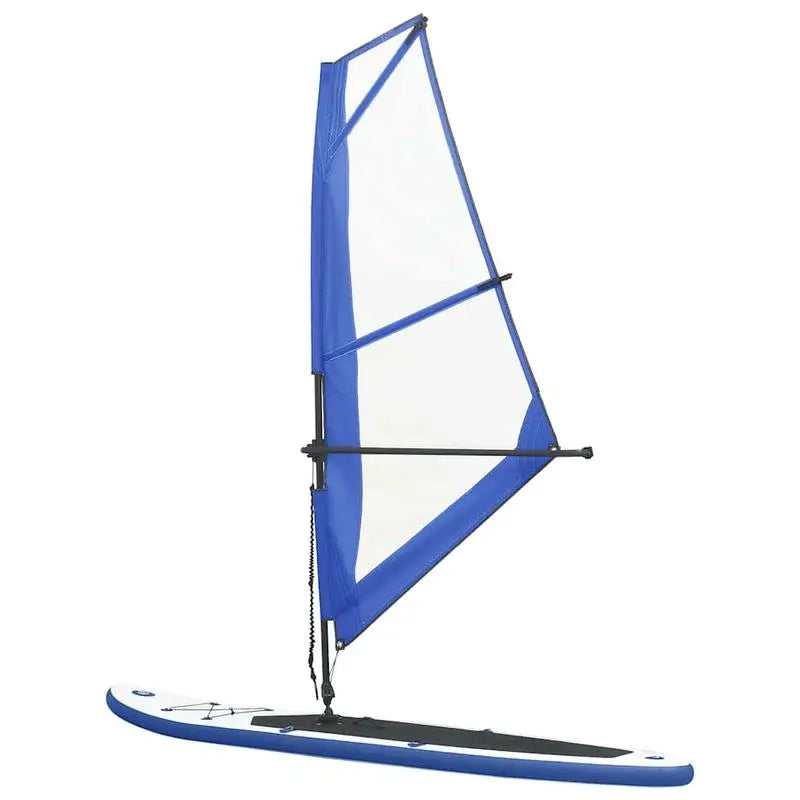 Kit de SUP Inflable con Vela Azul y Blanca, Tabla de Paddle Surf para Lago, Río, Mar, Deportes Acuáticos al Aire Libre, Windsurf, Aventura Familiar, Playa, Camping, Náutica, Ocio, Adultos, Principiantes, Viajes