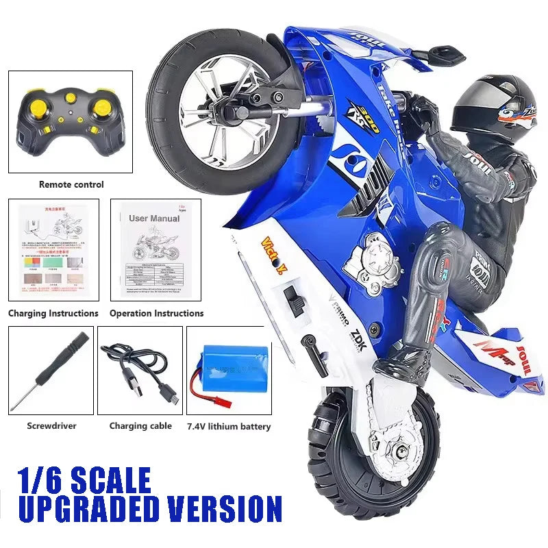 Motocicleta RC 1:6 1:10, coche RC con motor eléctrico, motocicleta de carreras de alta velocidad de 4 canales, coche de deriva, regalo de Navidad para niños