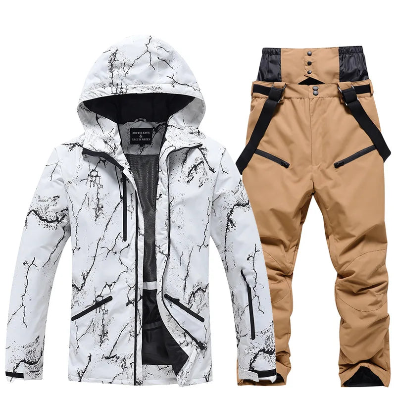 Conjunto de traje de esquí impermeable para hombre y mujer, traje de nieve, conjunto de chaqueta y pantalón de esquí, ropa de exterior, snowboard, nueva moda