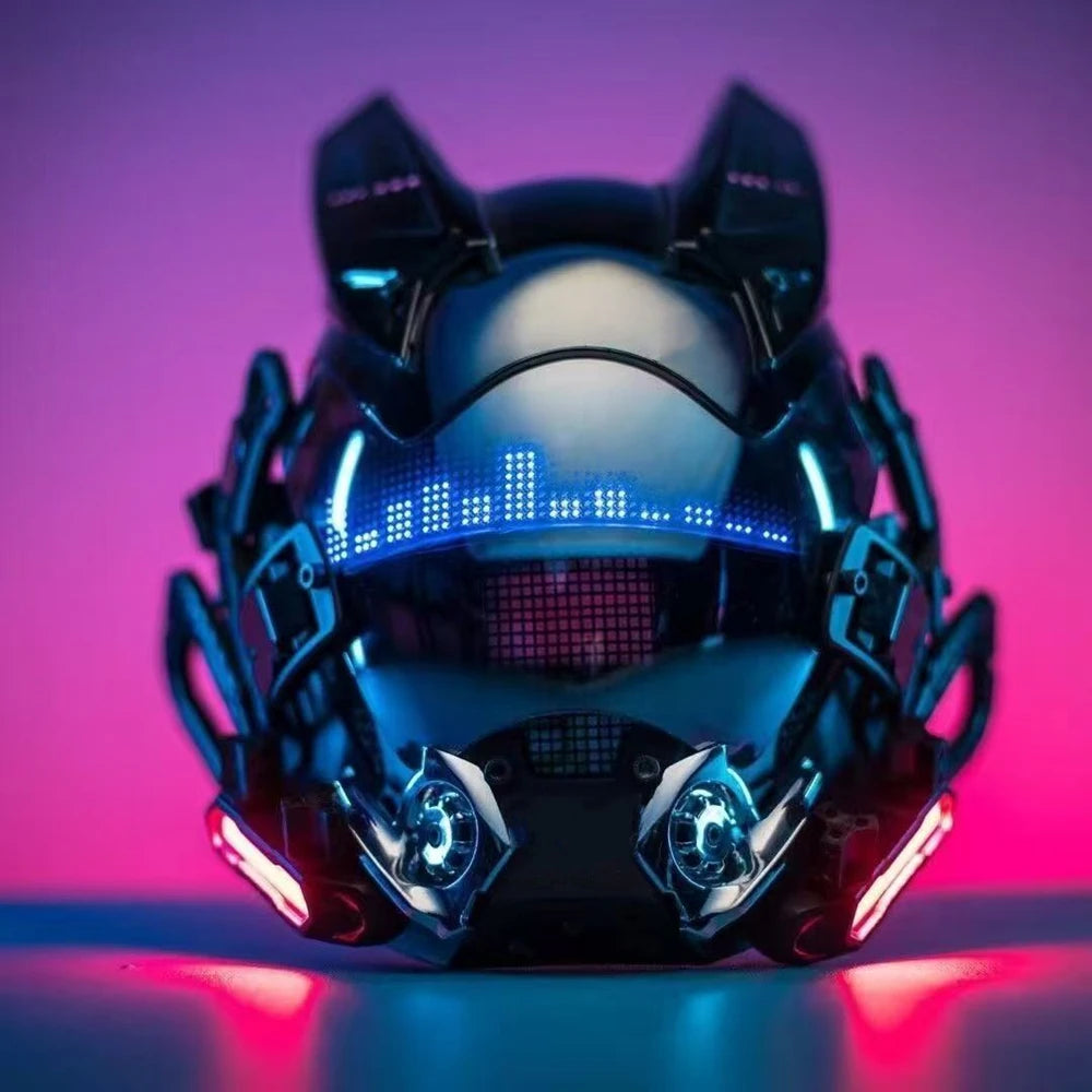 APP Cyberpunk Mask LED Custom Con El contenido personalizado es controlado por la aplicación, ropa técnica futurista, máscara de cosplay de Halloween