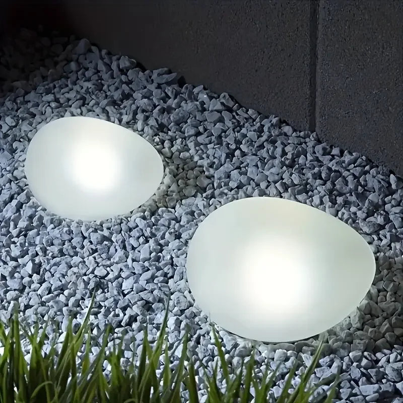 Solar Powered 4 LED Pebbles Lights, Decorative Landscape Lighting Lamp for Gardens, Lawns, Paths, Pools And Holiday Decorations