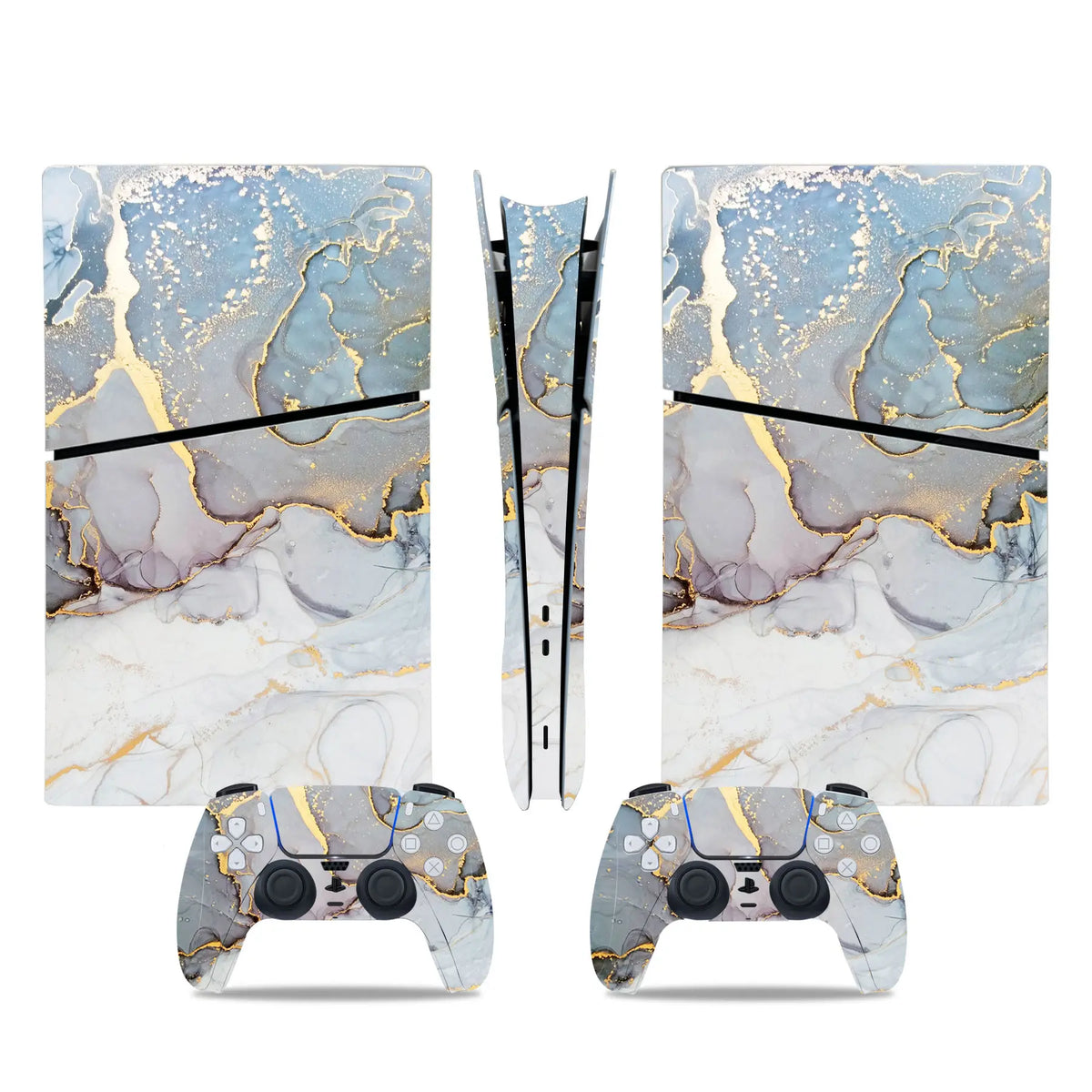 For PS5 Slim Digital Edition Console and 2 Controllers Geometry Design Skin PS5 Slim Digital Sticker Vinyl Wrap Cover Full Set