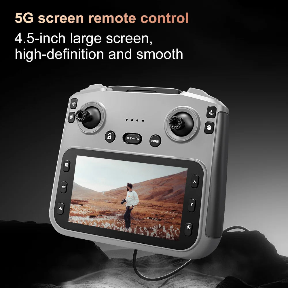 Control remoto gris con pantalla grande de 4.5 pulgadas para dron