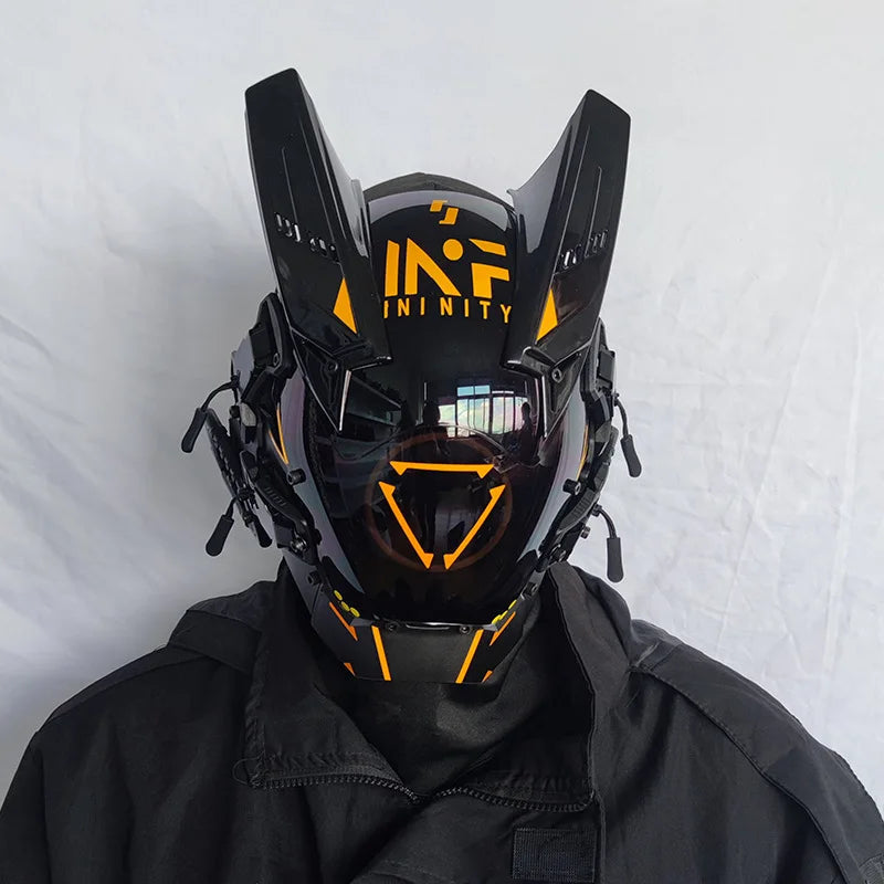 Máscara Cyber punk LED peinado trenza Halloween Navidad juego de rol casco fiesta regalo para adultos ﻿