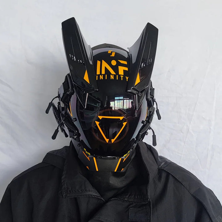 Máscara Cyber punk LED peinado trenza Halloween Navidad juego de rol casco fiesta regalo para adultos ﻿
