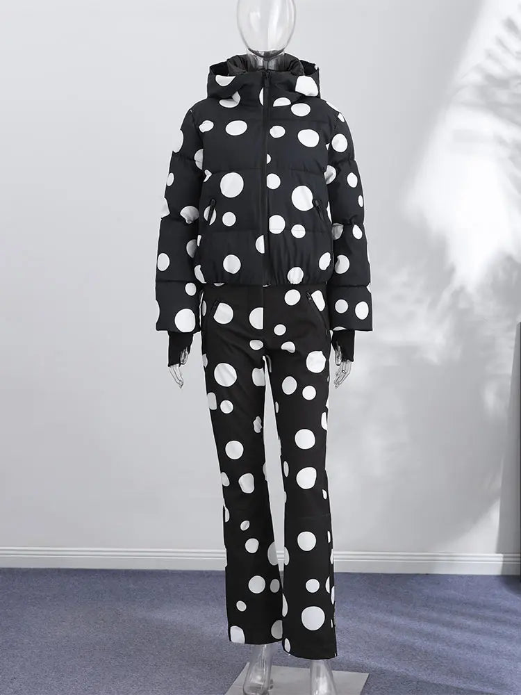 Traje de esquí de una pieza para mujer con capucha, cinturón, corte acampanado, puños elásticos, bolsillos con cremallera, resistente al agua, ropa de nieve.
