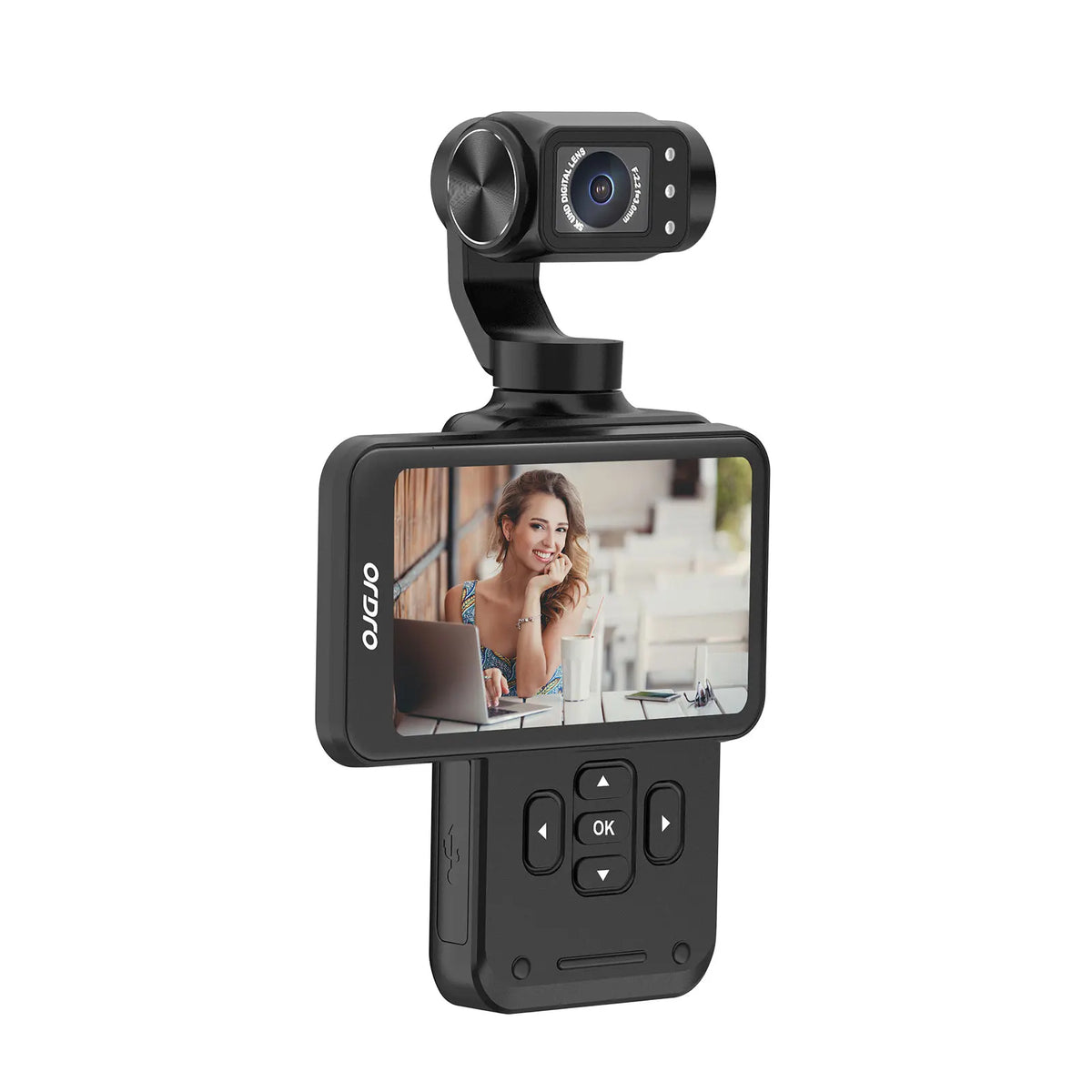 ORDRO-cámara de vídeo de bolsillo M5, videocámara Digital de acción Vlogging, 5K, 3 ejes, seguimiento facial, pantalla táctil de 3,5 ", visión nocturna infrarroja