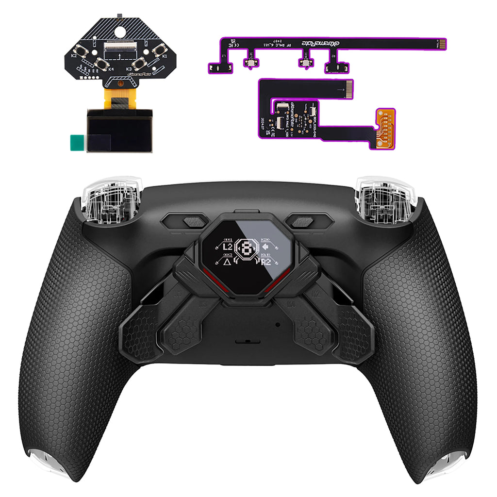 Set de 4 botones traseros remapeables eXtremeRate SPARK para mando de PS5 BDM-010 020, con pantalla, topes de gatillo clicky y empuñaduras ergonómicas