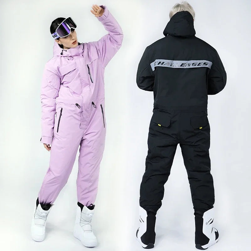 Traje de motociclismo de invierno, mono de esquí a prueba de frío, impermeable al aire libre, a prueba de viento, ropa de pesca integrada cálida y gruesa