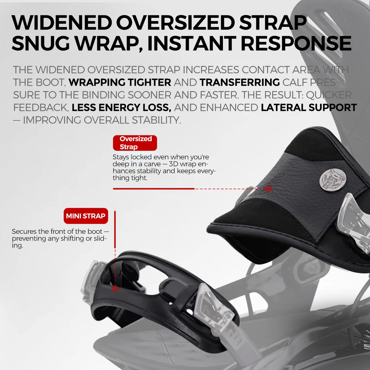 Fijaciones para Snowboard TERROR FR-540 Step-In con Placa Trasera de Absorción de Impactos EVA para Riders Intermedios y Avanzados