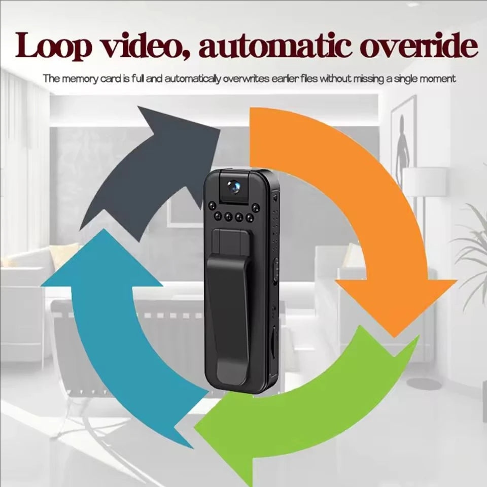 Mini cámara HD 1080P, grabadora de vídeo Digital pequeña portátil, videocámara de videovigilancia de visión nocturna, cámara corporal de policía infrarroja