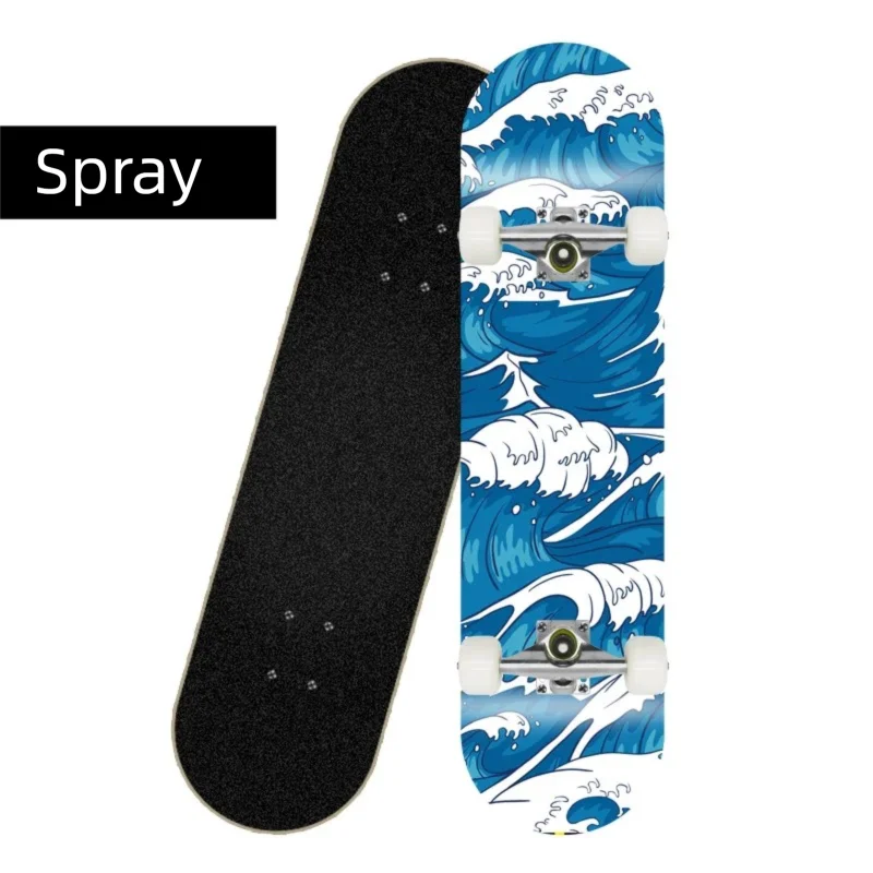 Patineta Deportiva de Madera de Arce de 80 cm, 4 Ruedas, Diseño de Doble Kick, Patineta Profesional para Trucos y Calle, para Jóvenes y Adultos