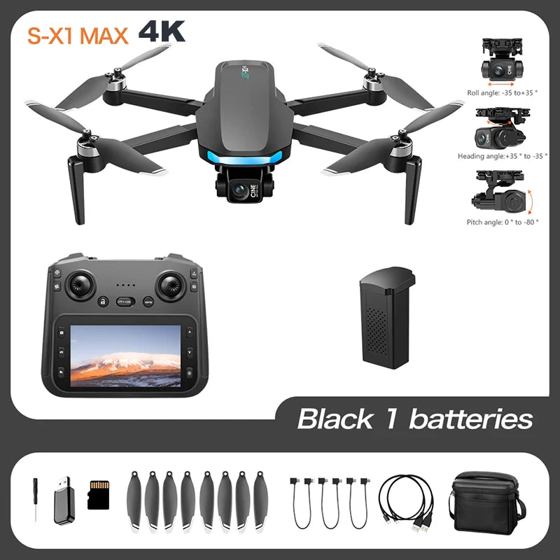 Original S-X1 Dron GPS 8K HD Cámara Profesional Gimbal de Tres Ejes WIFI Evitación de Obstáculos Cuadricóptero Juguete Sin Escobillas Regalo