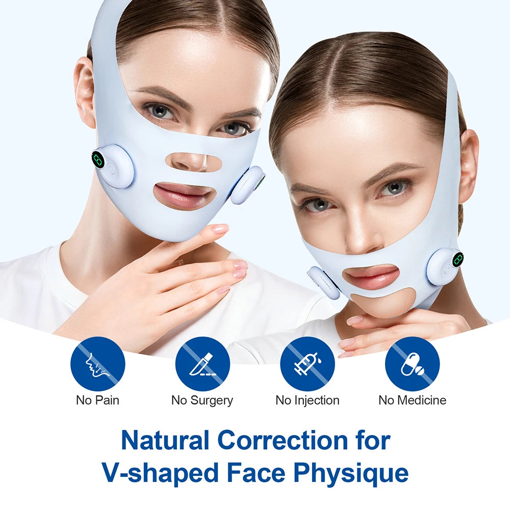 Banda Elástica Eléctrica para Adelgazar el Rostro, Correa para la Barbilla en Forma de V, Masajeador Facial, Eliminación de Edema, Mascarilla, Cinturón de Elevación Facial en Forma de V