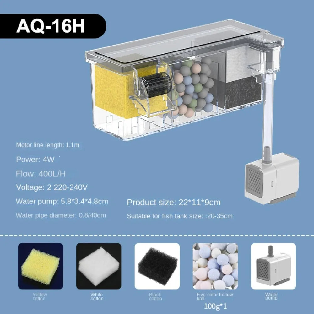 Wall Mounted Fish Tank Built-in Silent Waterfall Filter Box Circulating With Water Pump Circulating Water Purifier for Home
