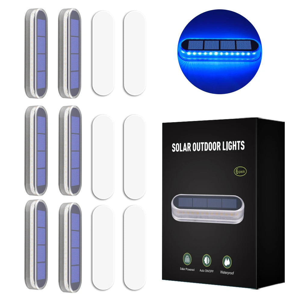 Solar Step Lights Waterproof IP68 Auto On/Off Path Lights Solar Powered Light Bar Solar LED Ground Stairs Floor Lights