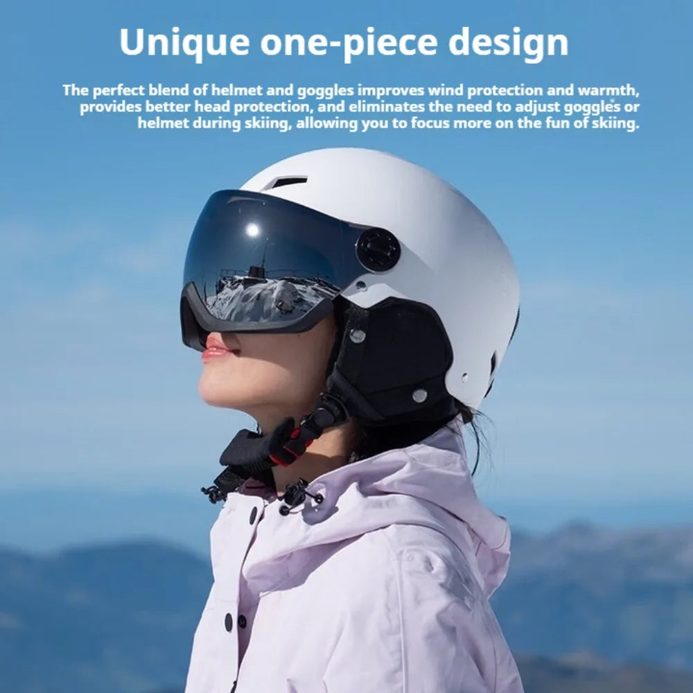 Casco de esquí para hombre, gafas de nieve en uno, casco de esquí antiimpacto para mujeres adultas, esquí, monopatín, Snowboard, casco de seguridad para mujer y hombre