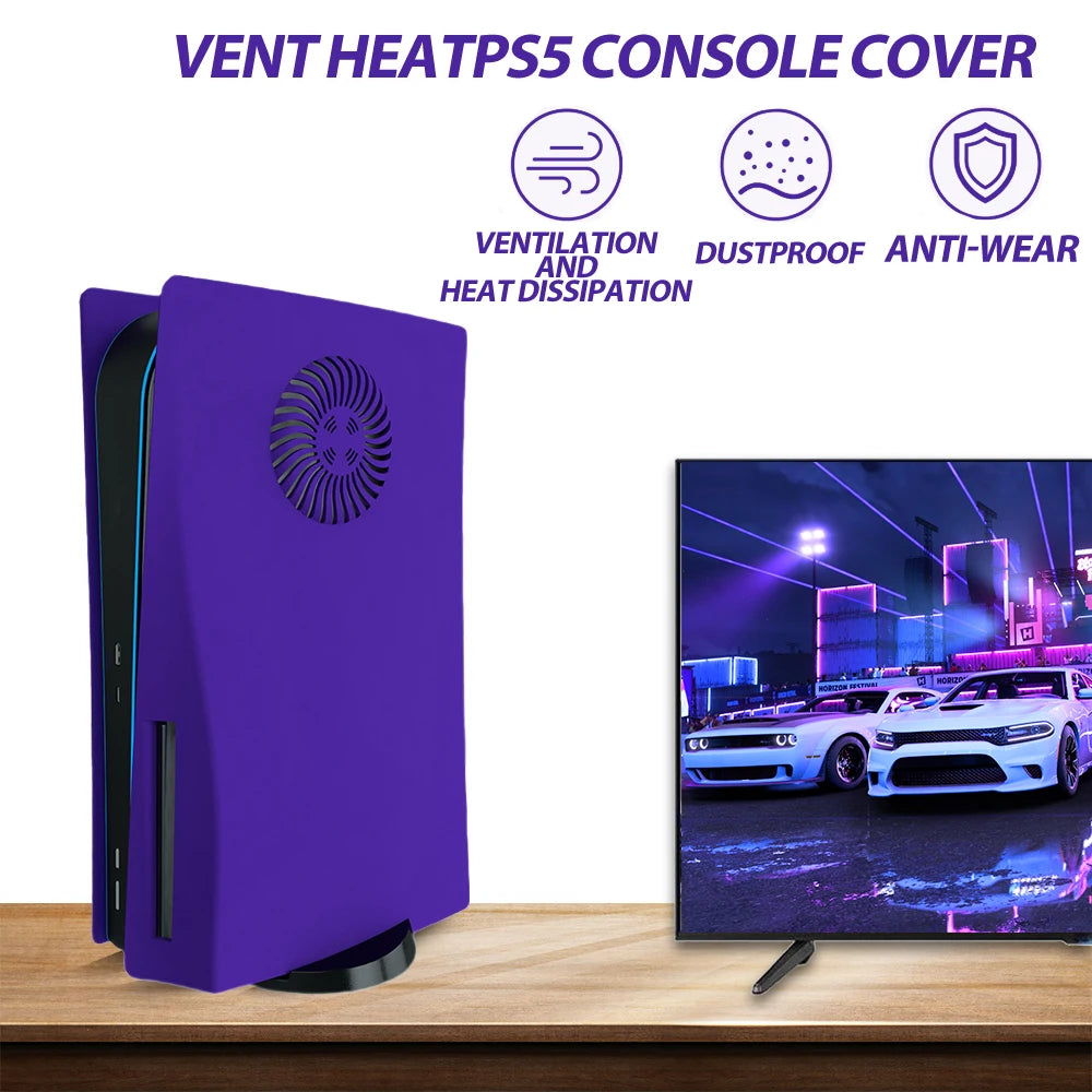 Disc Edition Replacement Faceplate with Cooling Vents Cover for PS5 Console Protective Shell Panel for Playstion 5 Disc Version