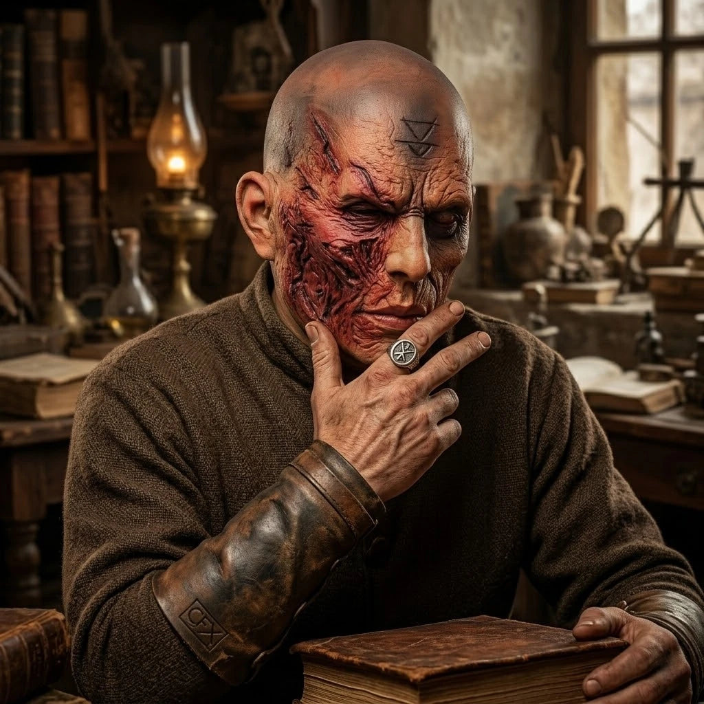 Máscara de Zombi Maldito de Media Cara, Látex Realista, Máscara de Terror Aterradora, Accesorios para Fiesta de Halloween y Cosplay, Máscaras de Demonio Podridas de Cara Dividida para Adultos