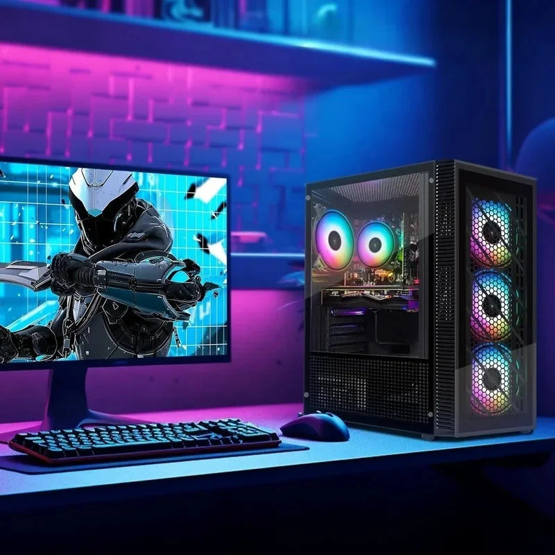 PC de escritorio para juegos, Radeon RX 580 8G GDDR5, 10.a generación G5905 3,5G, 16G RAM, 512G SSD, WiFi, BT 5,0, ventilador RGB x 4, alfombrilla de ratón RGB