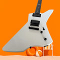 Guitarra eléctrica Goose de cuerpo blanco con diapasón Snake incrustado y línea activa negra OTGT-2009