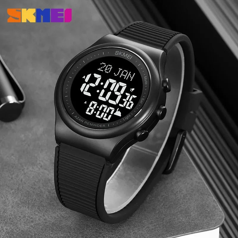 Reloj Skmei para oración con brújula Qibla, alarma Adhan, calendario Hijri, luz de fondo, reloj islámico para hombre, modelo 1981