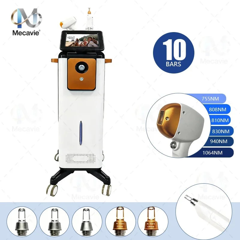 Máquina de belleza láser de diodo TEC 2 en 1 White Swan, depiladora permanente indolora, eliminación de tatuajes con láser de picosegundos, limpieza de cejas