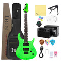 Guitarra eléctrica IRIN verde, 24 trastes, 6 cuerdas, pastilla doble, guitarra eléctrica para principiantes, tocar guitarra con parte