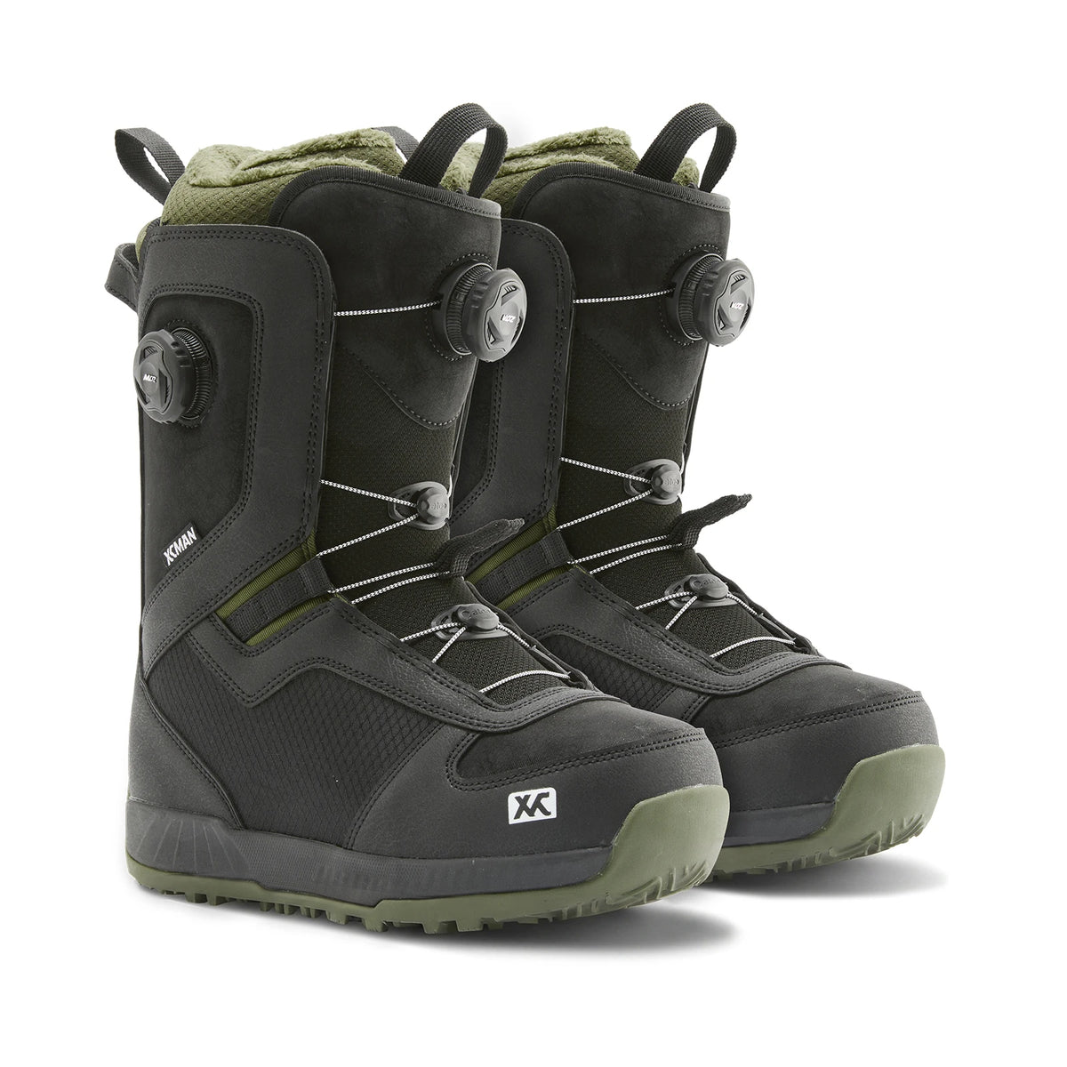Botas de snowboard para hombre XCMAN, con sistema de cordones ajustables de doble diafragma y correas, botas de snowboard impermeables para todo tipo de terreno.