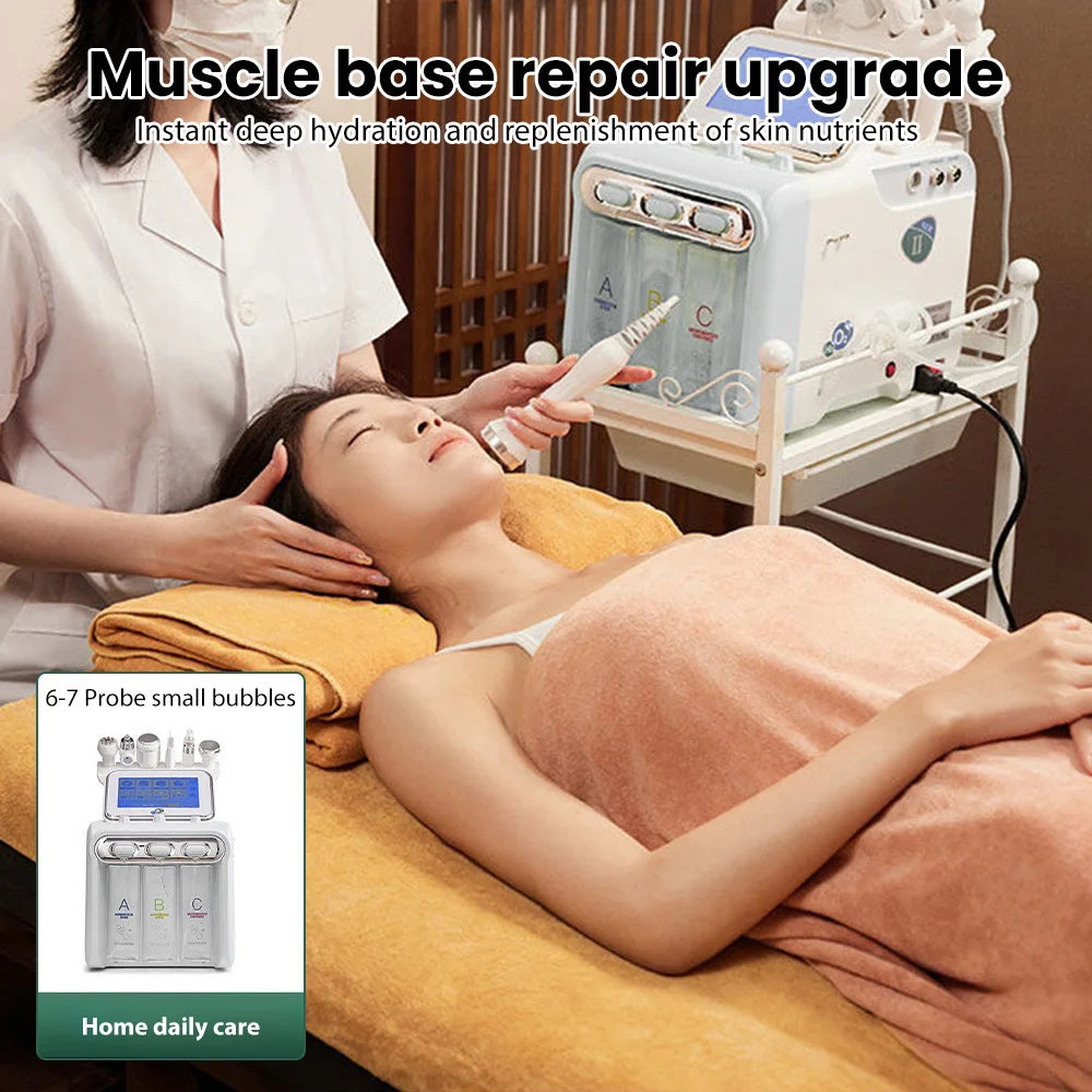 Máquina Profesional de Hidrodermoabrasión 6 en 1, 350W, Oxígeno Facial, Eliminación de Puntos Negros, Hidratación de la Piel, Peeling de Agua, Equipo de Belleza