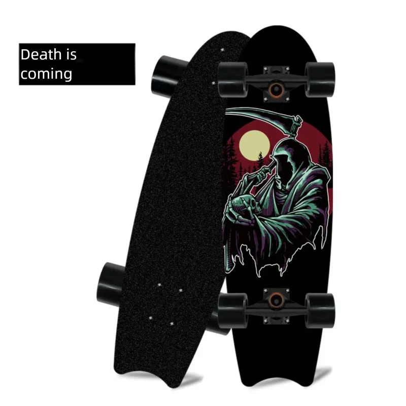 Patineta de madera de arce con cuatro ruedas y diseño de cola de pez, ideal para principiantes, para desplazarse y practicar patinaje urbano.