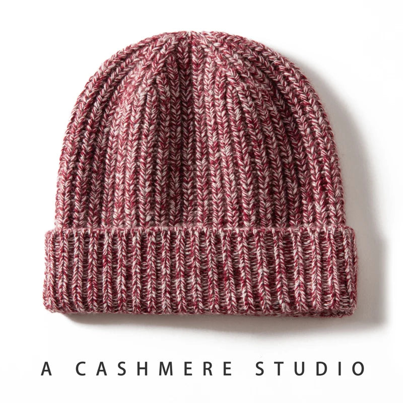 Gorros de cachemira 100 para hombres y mujeres de alta calidad, gorros con bridas Unisex de invierno gruesos y cálidos, sombreros de Navidad de hilo de tendencia