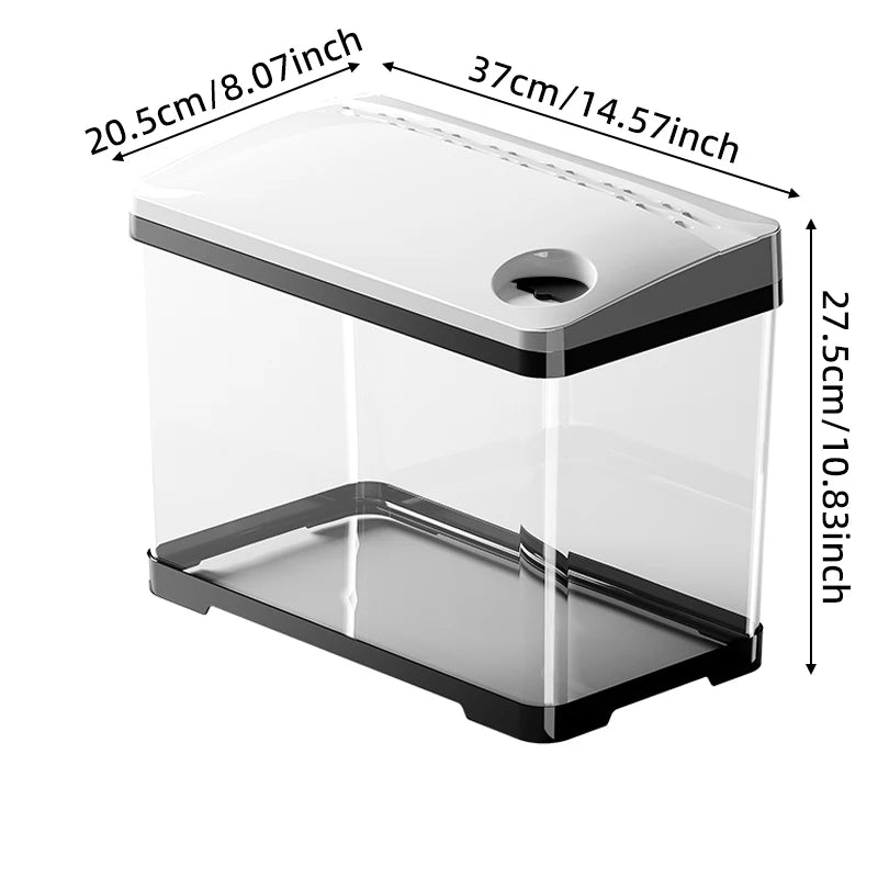 Mini pecera para peces betta, acuario de escritorio ecológico para sala de estar, tanque para mascotas pequeñas, pecera de plástico transparente con tapa