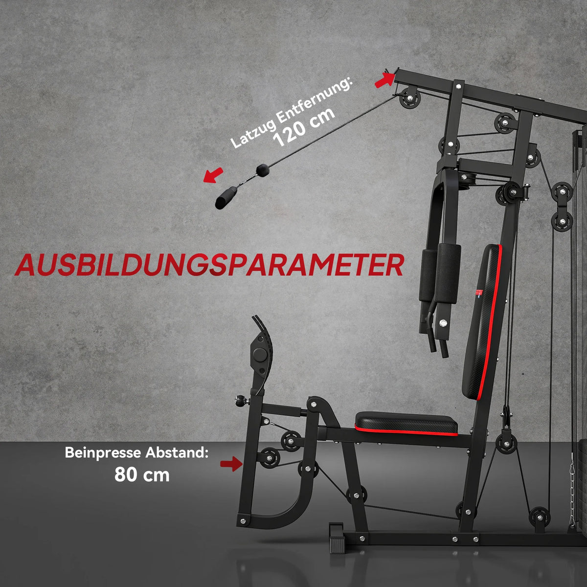Gimnasio multifuncional con pila de pesas de 45 kg, máquina de pesas compacta para gimnasio en casa con prensa de piernas, equipo de entrenamiento de fuerza para todo el cuerpo, ideal para pecho, espalda, brazos y piernas, e