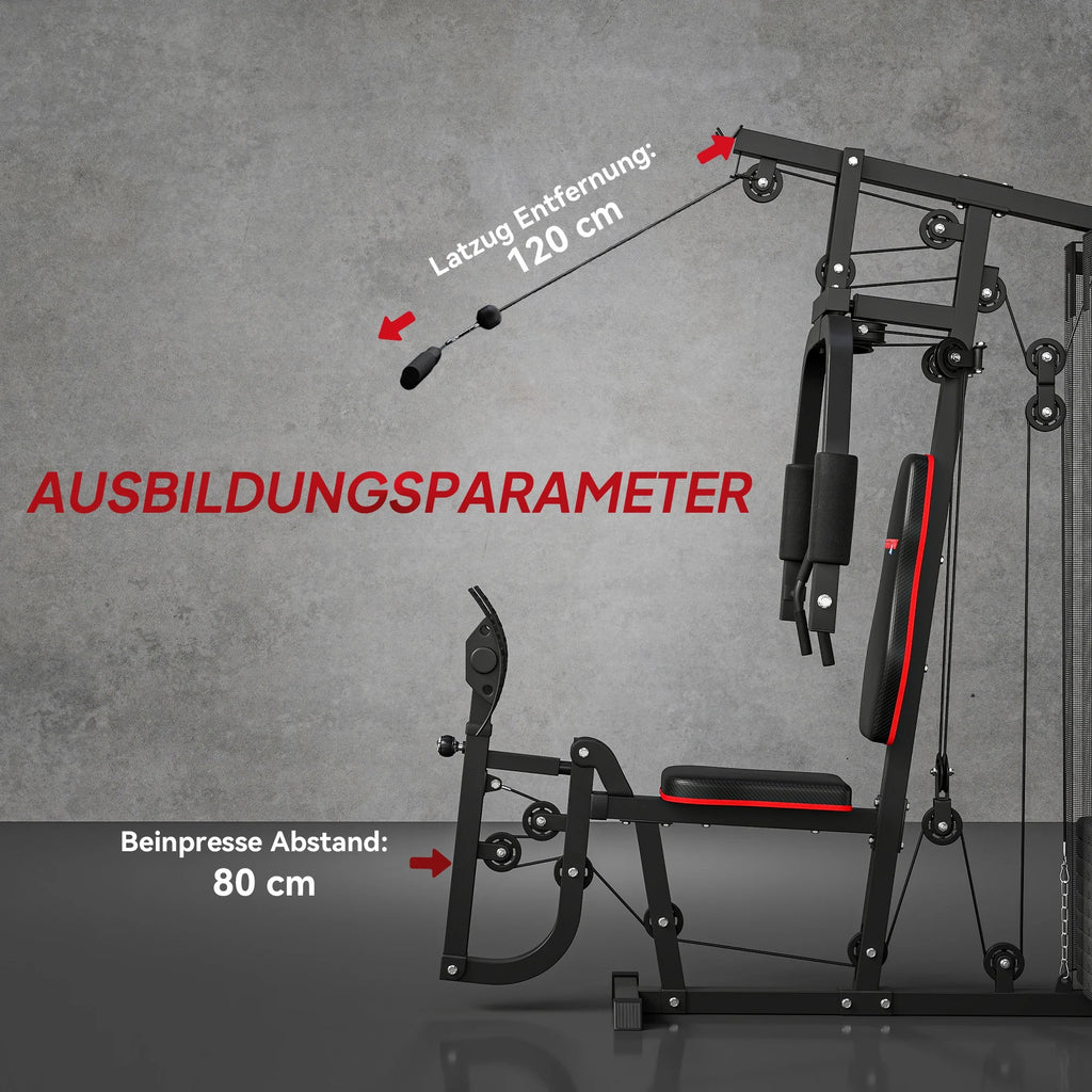 Gimnasio multifuncional con pila de pesas de 45 kg, máquina de pesas compacta para gimnasio en casa con prensa de piernas, equipo de entrenamiento de fuerza para todo el cuerpo, ideal para pecho, espalda, brazos y piernas, e