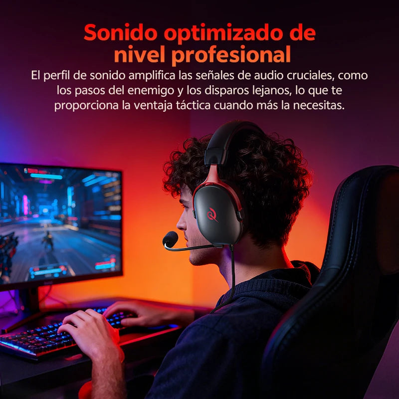 QCY VN200 Pro Wired Gaming Headset With Mic 40mm Driver 7.1 Surround Over Ear Headphones For PC PS4 PS5 Gamer Headphones