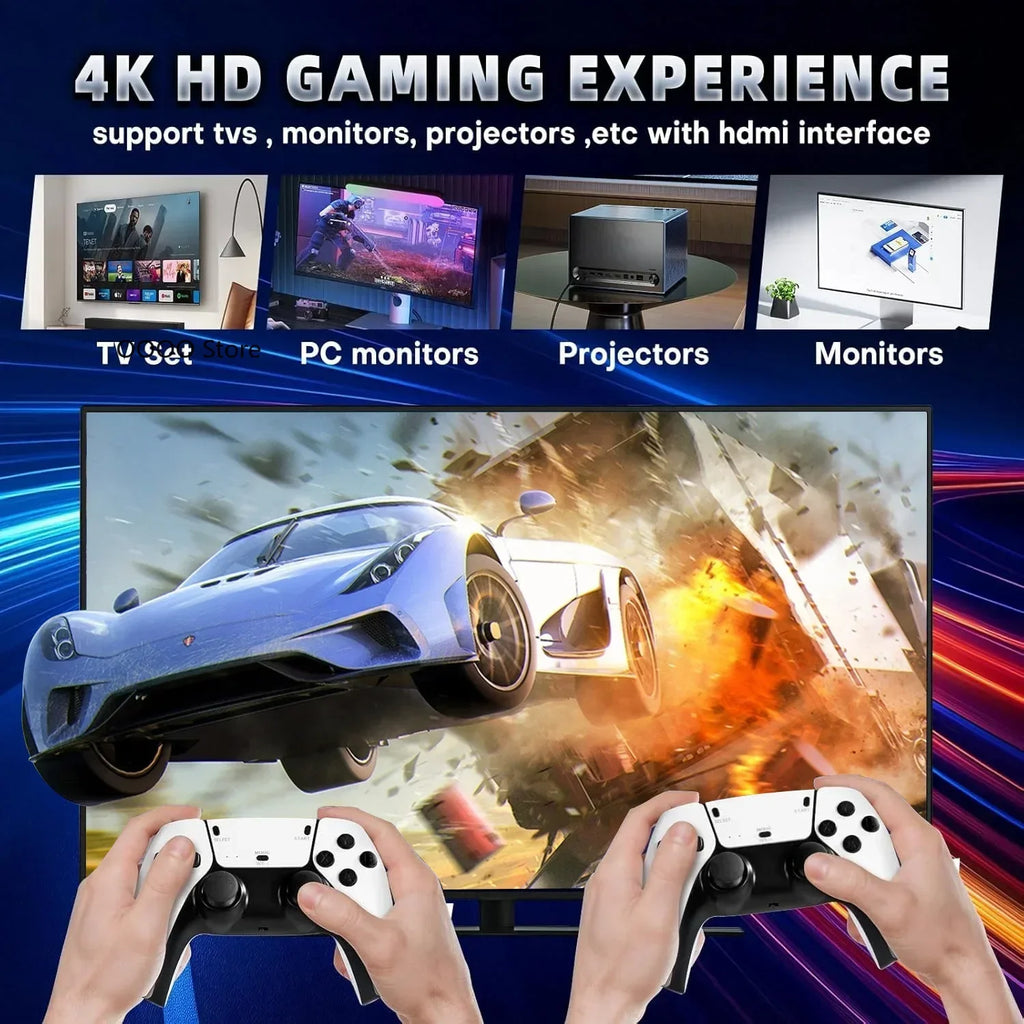 4K HD 64G Video Game Console: M15 Game Stick with 20000+ Classic Arcade Games, Dual Wireless Gamepads Two-Player TV System