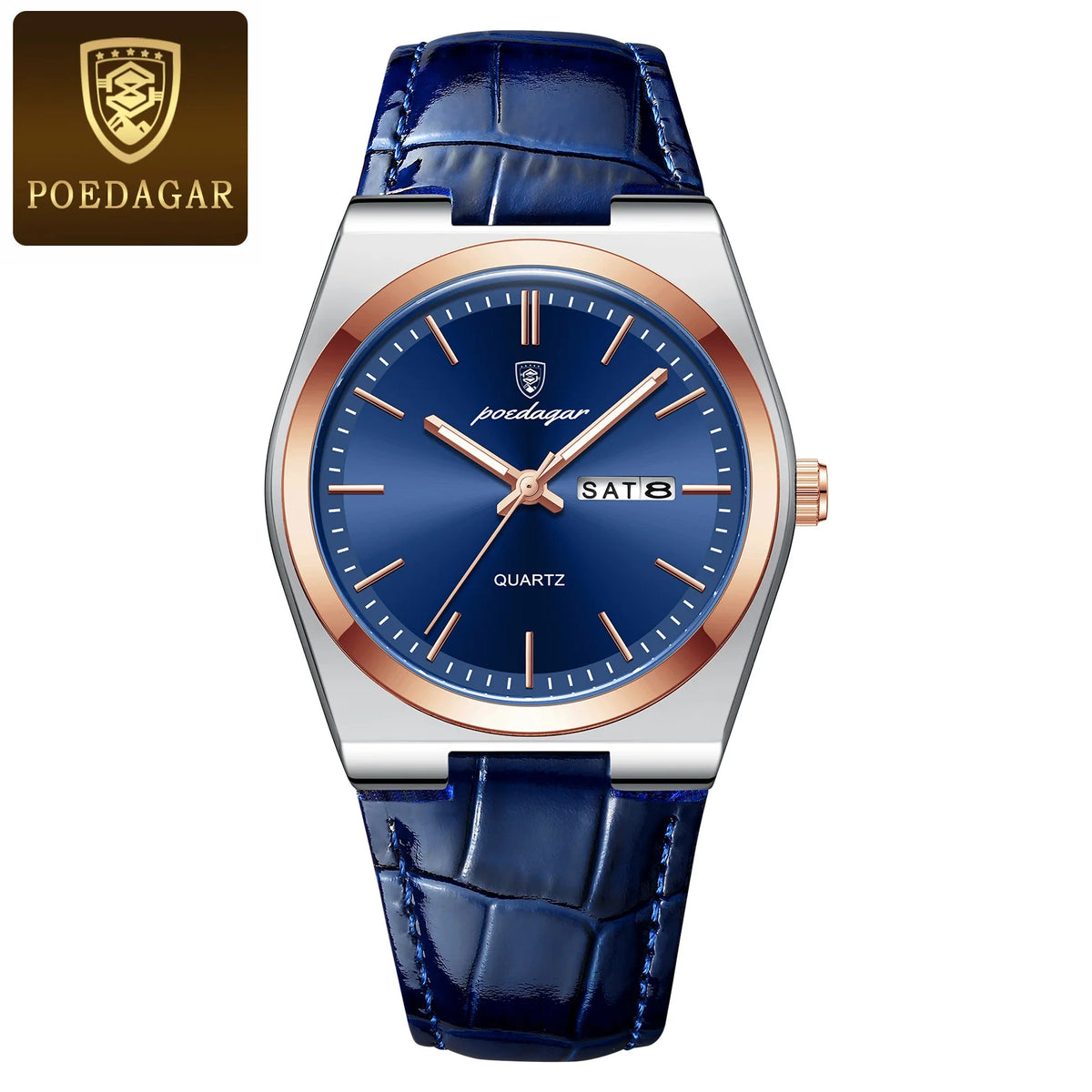 POEDAGAR Luxury Man Watch Waterproof Luminous Date Week Men Watch Simple Business Quartz Leather Men's Watches Relogio Masculino