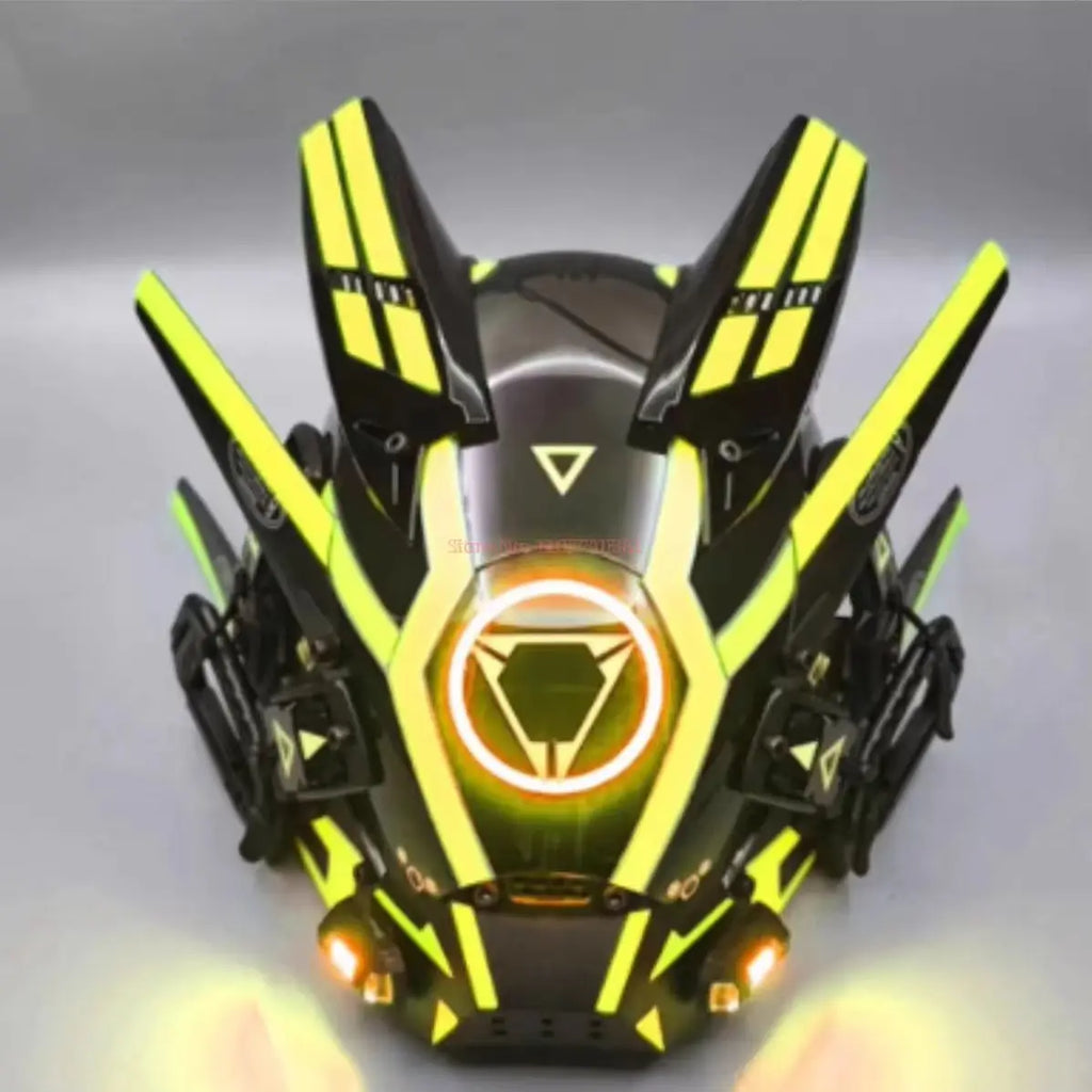 Máscara de casco nuevo Cyberpunk Samurai Robot Tech Shinobi especial Punk Techwear con luz Led máscara de Cosplay juguete niños regalo de Halloween ﻿