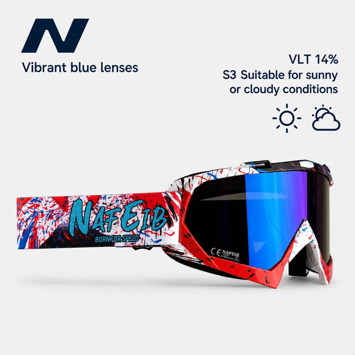 Gafas de Esquí, Aptas para Esquí y Snowboard, Gafas de Motociclismo para Todas las Estaciones, Equipadas con Lentes Anti-UV HD UV400