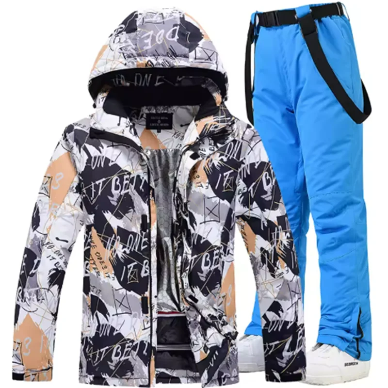 Traje de esquí colorido y cálido para hombre, ropa de snowboard, chaquetas de invierno, pantalones para hombre, ropa impermeable, disfraces de nieve,-30