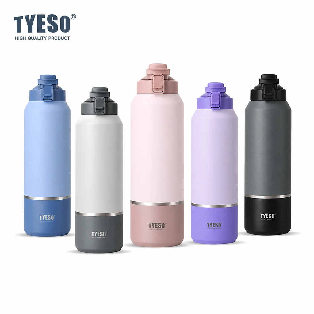 Taza de Viaje de Gran Capacidad Tyeso con Asa, Botella de Agua con Aislamiento al Vacío, Tapa a Prueba de Fugas, Utensilio para Beber para Senderismo al Aire Libre